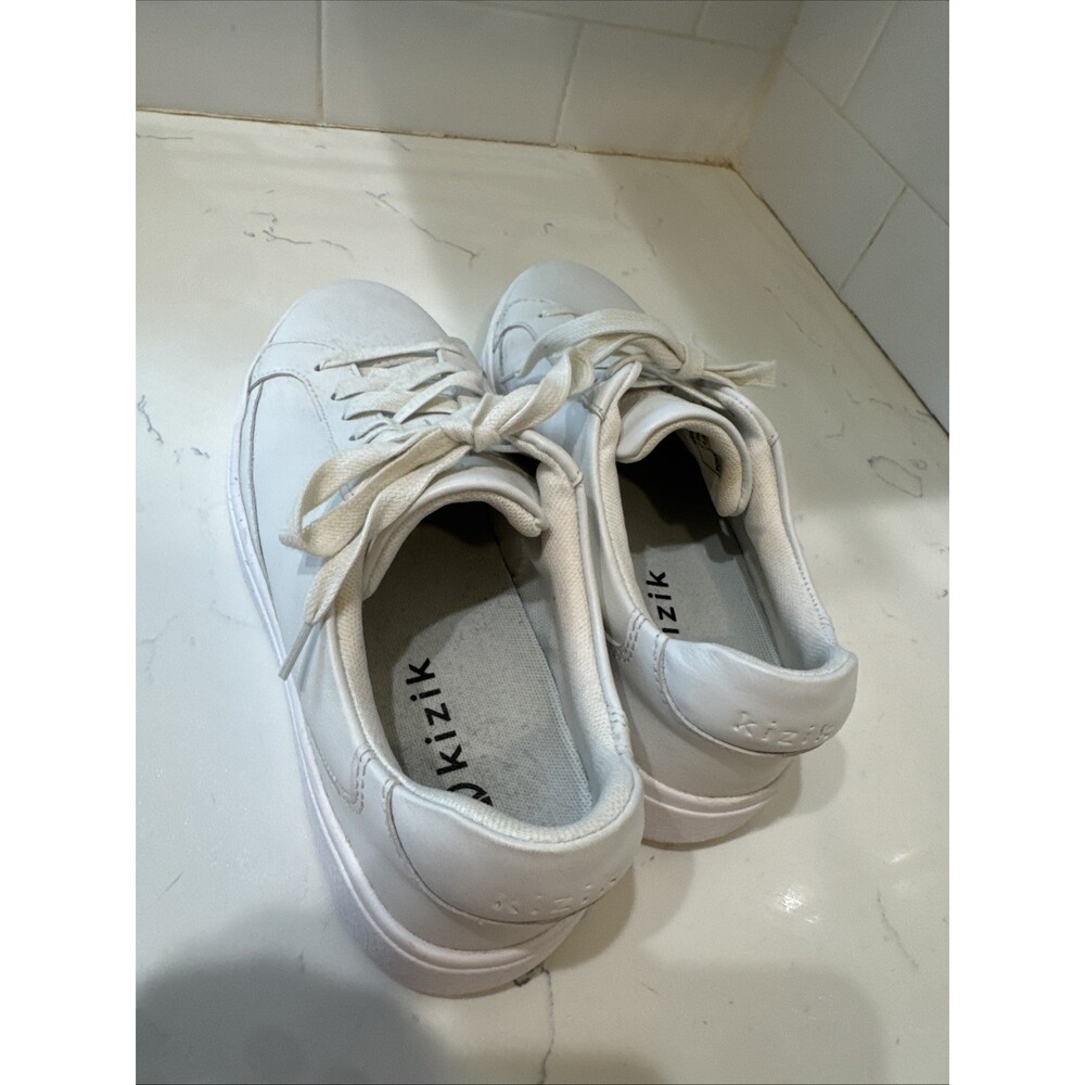 Kizik Vegas White Leather Platform Shoes Lace Up Sneakers Mens 6.5 / Womens 8 W - Picture 4 of 13